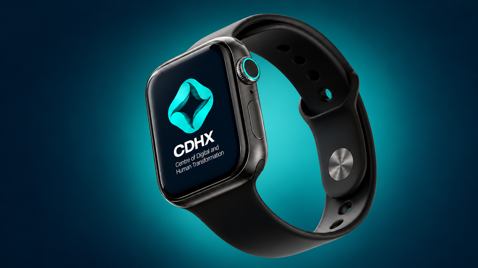 A smartwatch displaying the CDHX symbol and wordmark.